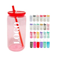Gobelets à smoothie en plastique personnalisables sans BPA de 16 oz avec pailles pour DIY, personnalisation, camping et cadeaux d'affaires