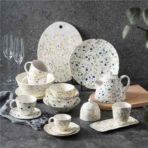 <span class=keywords><strong>Service</strong></span> <span class=keywords><strong>de</strong></span> <span class=keywords><strong>table</strong></span> en céramique LovingHome Factory, motifs floraux bleus et jaunes, bols à riz et soupes, tailles 3,5'', 5'', 7'' pour les fêtes - Product Image 3