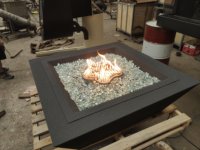 Nouvelle table de foyer au gaz carrée en acier au carbone de haute qualité pour terrasse extérieure, personnalisable, avec télécommande