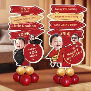 Panneau de bienvenue en forme de humanoïde pour la première fête d'anniversaire de bébé, fond de scène pour la célébration du centième jour ou de la pleine lune, 100D - Product Image 2