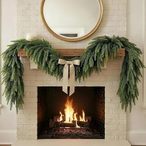 Ghirlanda di Pino Norfolk Artificiale Realistica da 2,7 m, Effetto Naturale, Spessa e Sfumata, per Decorazioni Pasquali e Natalizie, Lunga e Morbida - Product Image 5