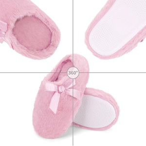 Pantofole da donna soffice da ragazza con fiocco a fiocco Memory Foam pelosa pelosa Slip-on da camera da letto pantofole - Product Image 3