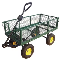 Chariot pliable en acier à quatre roues robuste, pratique, personnalisable en OEM, plateforme en fer portable, pour l'extérieur