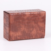 Étui de rangement en cuir PU marron à motif quadrillé personnalisé, résistant aux rayures, de haute qualité, pour porte-cartes