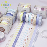 Ensemble de rubans adhésifs en papier Washi imprimés personnalisés Papeterie colorée Rubans de masquage pour scrapbooking