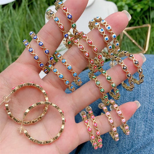 Boucles d'oreilles en émail turc mauvais <span class=keywords><strong>yeux</strong></span> bleus, <span class=keywords><strong>yeux</strong></span> <span class=keywords><strong>grec</strong></span> plaqué or 24k, boucles d'oreilles assorties pour les <span class=keywords><strong>yeux</strong></span> - Product Image 1