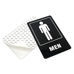 Panneau de signalisation auto-adhésif <span class=keywords><strong>3M</strong></span> pour toilettes de magasin de proximité, <span class=keywords><strong>plaque</strong></span> acrylique noire et blanche personnalisée et étanche pour restaurant rapide - Product Image 1