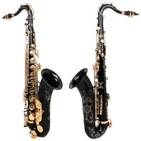 Bb Professional Tenor Saxophone Brass Body Bakelite Head Black Nickel Gold Finish B Flat Woodwind Musical Instrument for
