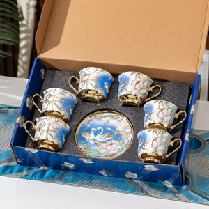 Bone China Ceramic Coffee Mug <b>Sets</b> Polka Pattern Hand Grip Dishwasher & Microwave Safe Home Hotel Office Use Wholesale Export - Product Image 2