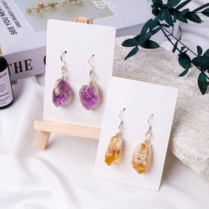 أقراط للنساء من السيترين والأزهار والأسنان والأميسثيت والكريستال الطبيعي المصنوع يدويًا من مجموعة اصنعها بنفسك مجوهرات نسائية للبيع بالجملة - Product Image 4