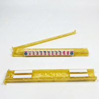 Nouveau style : Organisateur de tuiles de mahjong transparent multicolore avec règle de mesure 2-en-1, série Sable Mouvant Pailleté Jaune Ambre