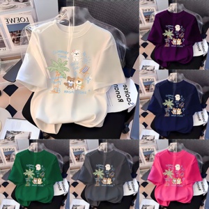 <span class=keywords><strong>T</strong></span>-<span class=keywords><strong>shirt</strong></span> d'é<span class=keywords><strong>t</strong></span>é 100 % coton à manches courtes pour femme avec magnifique imprimé nœud et strass 3D, taille XXS, respirant, coupe ample, avec logo - Product Image 3