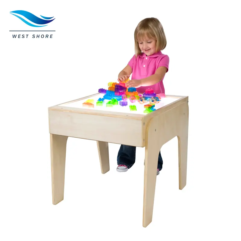 Montessori Kindergarten Daycare Playing Table Wooden Mini LED Toys Table For Preschool Childcraft LED Mini Light Table