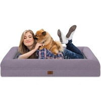Coussin orthopédique pour chien en velours cristal imperméable avec mousse alvéolée, canapé pour animaux de compagnie avec soutien cervical pour grossistes, personnalisation OEM