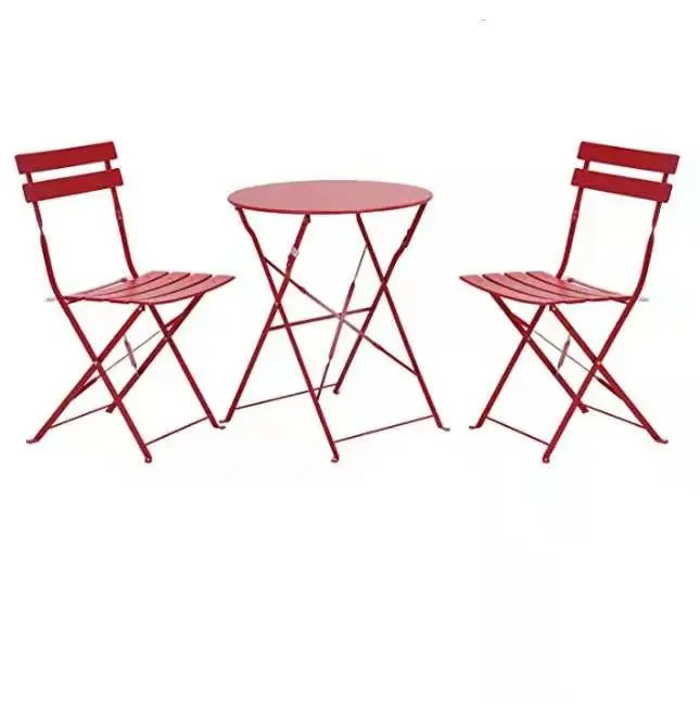 Nóng Bán Thép Patio Set Gấp Ngoài Trời Bộ Đồ Nội Thất Bàn Ăn 3 Piece Bộ Bàn Có Thể Gập Lại Và Ghế