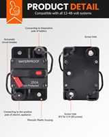 Interruptor de Circuito Manual de Reinicio en Línea de 12V-48V CC, a Prueba de Polvo, Seguro, 30A 60A 150A 100A 200A 250A 300A, para Coche, Barco y Embarcaciones Marinas