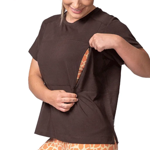 Haut d'<span class=keywords><strong>allaitement</strong></span> personnalisé pour femme, manches courtes, confortable, <span class=keywords><strong>fermeture</strong></span> <span class=keywords><strong>éclair</strong></span> invisible, <span class=keywords><strong>t</strong></span>-<span class=keywords><strong>shirt</strong></span> de maternité - Product Image 2