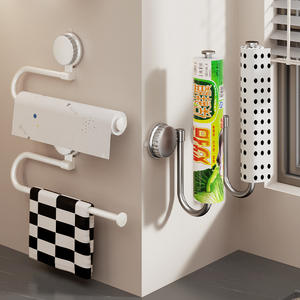 Meiruide Suction Cup Paper <b>Towel</b> Holder 30Cm Multi Function Kitchen <b>Storage</b> Rack For <b>Bathroom</b> And Kitchen Use - Product Image 2