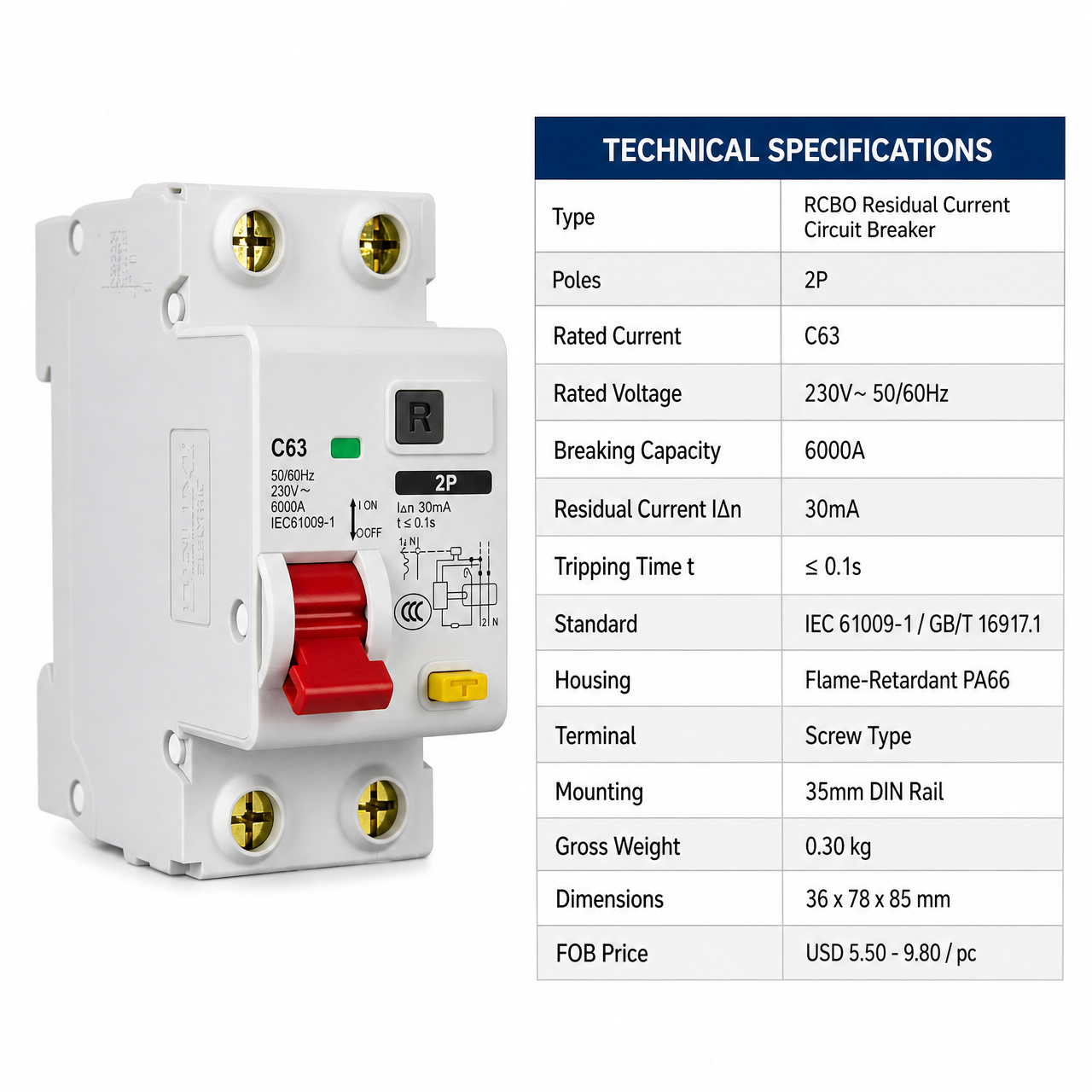 Wanbo-152 Customizable MCB Electrical Mini Circuit Breakers Overload Protector For Solar Pv 6A 10A 16A 20A 25A 32A 40A 50A 63A · image 4