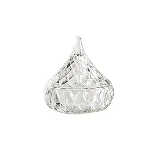 Frasco De Doces De Vidro De Cristal Vintage Com Tampa Decoração Do Casamento Pote De Doces De Vidro De Diamante