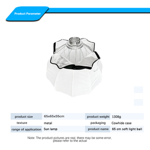 Superventas Bola de luz suave universal 65cm Linterna Caja blanda plegable Estructura de metal Fotografía - Product Image 4