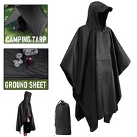 Poncho imperméable militaire 3-en-1 à capuche pour extérieur, moto, camping, randonnée, voyage, tente de pluie