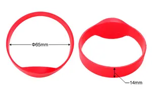 13.56MHz HF RFID Smart Bracelet Silicone Wristband F08 Waterproof Round Band Diameter 65mm 70mm 74mm