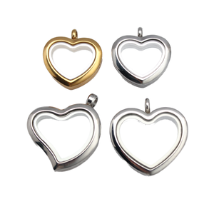 <span class=keywords><strong>Pendentif</strong></span> <span class=keywords><strong>porte</strong></span>-<span class=keywords><strong>photo</strong></span> cœur personnalisé en acier inoxydable plaqué or 18 carats pour collier - Cadeau de mariage - Product Image 1