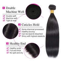 Paquetes de Cabello Humano Mixto con Cierre, Cabello Virgen Liso Natural con Cierre, Frontal de Encaje HD 12A y Paquetes de Cabello