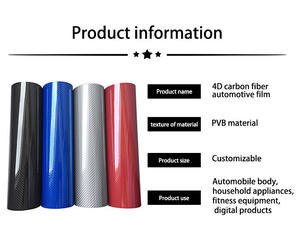 Accessoires Autocollant adhésif en vinyle Super brillant Couverture de carrosserie de porte de voiture Noir brillant 2D 3D 4D 5D 6D <span class=keywords><strong>7D</strong></span> 9D Film en fibre de <span class=keywords><strong>carbone</strong></span> - Product Image 2