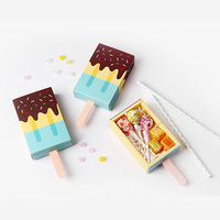 Boîte cadeau pliable en papier couleur macaron, forme de bâtonnet de glace de dessin animé, emballage pour bonbons, idéale pour les fêtes et les friandises