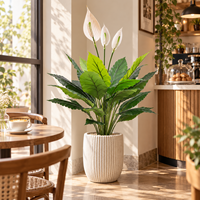 Spathiphyllum artificiel avec têtes de fleurs, écologique, résistant aux UV, plante artificielle en pot, accessoires de jardin, vente en gros, sur mesure