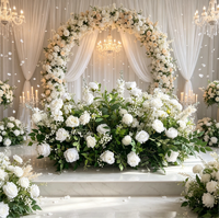J-FRA026 Vente en gros de fleurs d'allée, chemin de table en fleurs artificielles en soie pour décoration de mariage, fleurs blanches pour allée de mariage