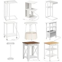Ensemble de 2 tables d'appoint blanches en gros, compatible avec le dropshipping, ensemble de 2 tables d'appoint blanches pour salon