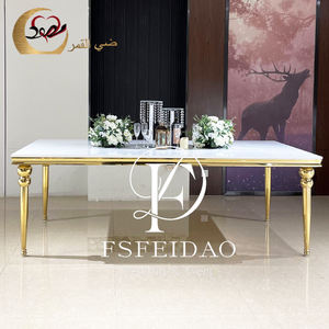 Table de banquet à manger en MDF personnalisée avec pieds en acier inoxydable - Product Image 2