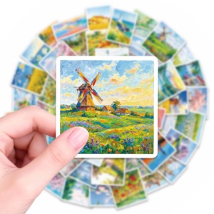 สติกเกอร์ไวนิลลายภาพวาดสีน้ำมันแนวนอน 56 แบบใหม่ ป้องกันรังสียูวี สติกเกอร์ตกแต่งฉากท่องเที่ยวสุดสร้างสรรค์ - Product Image 4