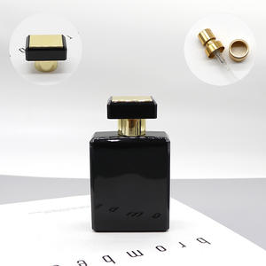 Flacons de recharge de parfum en verre noir mat de 50 ml en gros, style moderne avec bouchon à pression noir brillant, flacons vides - Product Image 3