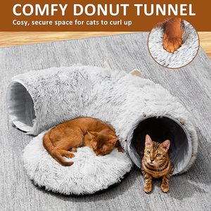 Opvouwbare Kat Donut <span class=keywords><strong>Tunnel</strong></span> Met Slaapmat Onder Kerstboom Zachte Pluche Kiekeboe Kat Grot Speeltuin Speelgoed - Product Image 4