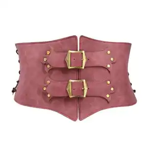Sexy Elegant Classic Bustiers Mens Vintage Lace-up Cincher Waistband Wide PU leather Corset and bustiers