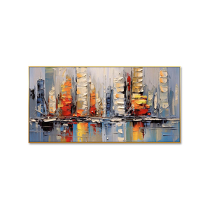 Arte Mural Moderno Urbano en Lienzo 3D con Textura, Pintura al Óleo Abstracta Reflectante, Decoración Minimalista para Sala de Estar, Pinturas de Paisajes - Product Image 2
