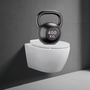 Inodoro <span class=keywords><strong>de</strong></span> Lujo Premium Suspendido en la Pared, WC <span class=keywords><strong>de</strong></span> Cerámica Blanca <span class=keywords><strong>de</strong></span> Alta Gama y Alta Resistencia con Diseño <span class=keywords><strong>de</strong></span> Borde Cuadrado, <span class=keywords><strong>Cisterna</strong></span> Empotrada para Baño - Product Image 4