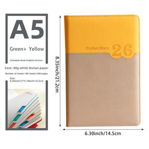 2026 elegan A5 ukuran sampul keras perencana dengan 360 lembar praktis dipersonalisasi sampul kertas modis sampul jahit untuk hadiah - Product Image 3