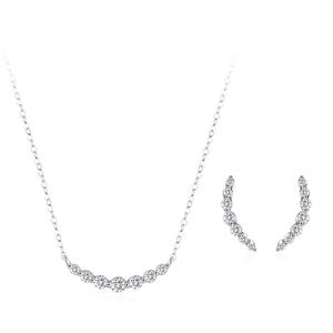 S925 Sterling Silver Single Diamond Smile Line <b>Necklace</b> and Earrings for Women - <b>A</b> Luxurious and Elegant Set - Product Image 6