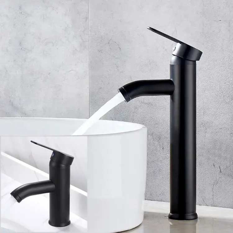 Grifo de agua de acero inoxidable, cromado, blanco, kran, kran air black, grifo de baño, fregadero negro, mezclador de lavabo