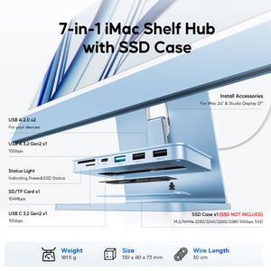 Concentrador USB C para <span class=keywords><strong>iMac</strong></span> - 10Gbps NVMe SATA SSD, USB A/C 10Gbps, 2USB a 2,0, SD/TF para <span class=keywords><strong>iMac</strong></span> 24 pulgadas y pantalla de Estudio 2 azul - Product Image 2