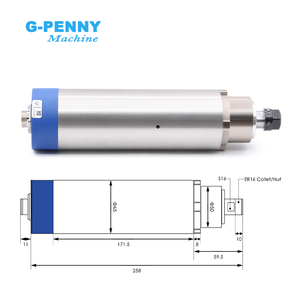 G-PENNY 1.5KW ER16 d65mm 400Hz làm mát bằng không khí trục chính 4 cái vòng bi 24000 vòng/phút với QL 1.5KW biến tần, 65 mét khung động cơ trục chính Kit - Product Image 3