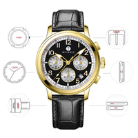 Montre-bracelet de luxe pour homme, thème Mission Spatiale Lune, Chronographe Lumineux, Montre Décontractée Tendance, Bracelet en Cuir, Montres à Quartz pour Hommes