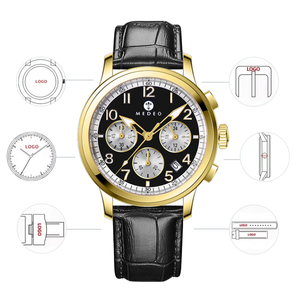 Montre-bracelet de luxe pour homme, espace lunaire, atterrissage lunaire, chronographe lumineux, mode décontractée, bracelet en cuir, montres à quartz pour hommes - Product Image 2