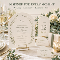 Cartes d'invitation de mariage personnalisées en forme d'arche, autocollants, étiquettes, papier épais en coton, impression personnalisée pour mariages et anniversaires