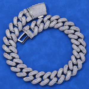 Bespoke VVS1 Moissanite Cuban <b>Chain</b> with <b>Box</b> Clasp GRA Certified 18K Gold Vermeil 925 <b>Silver</b> Iced Out Hip Hop Necklace Gift for - Product Image 1